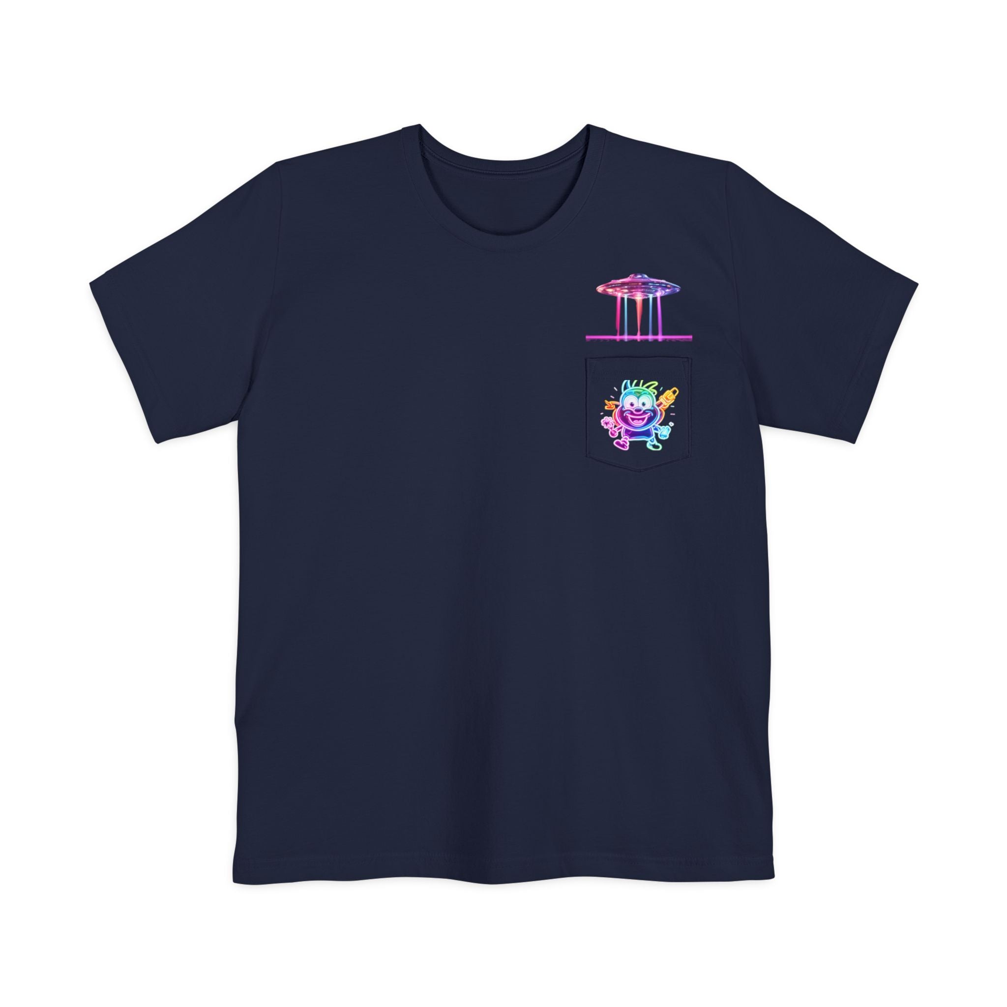 Neon Alien Character Pocket Tee | T-Shirt