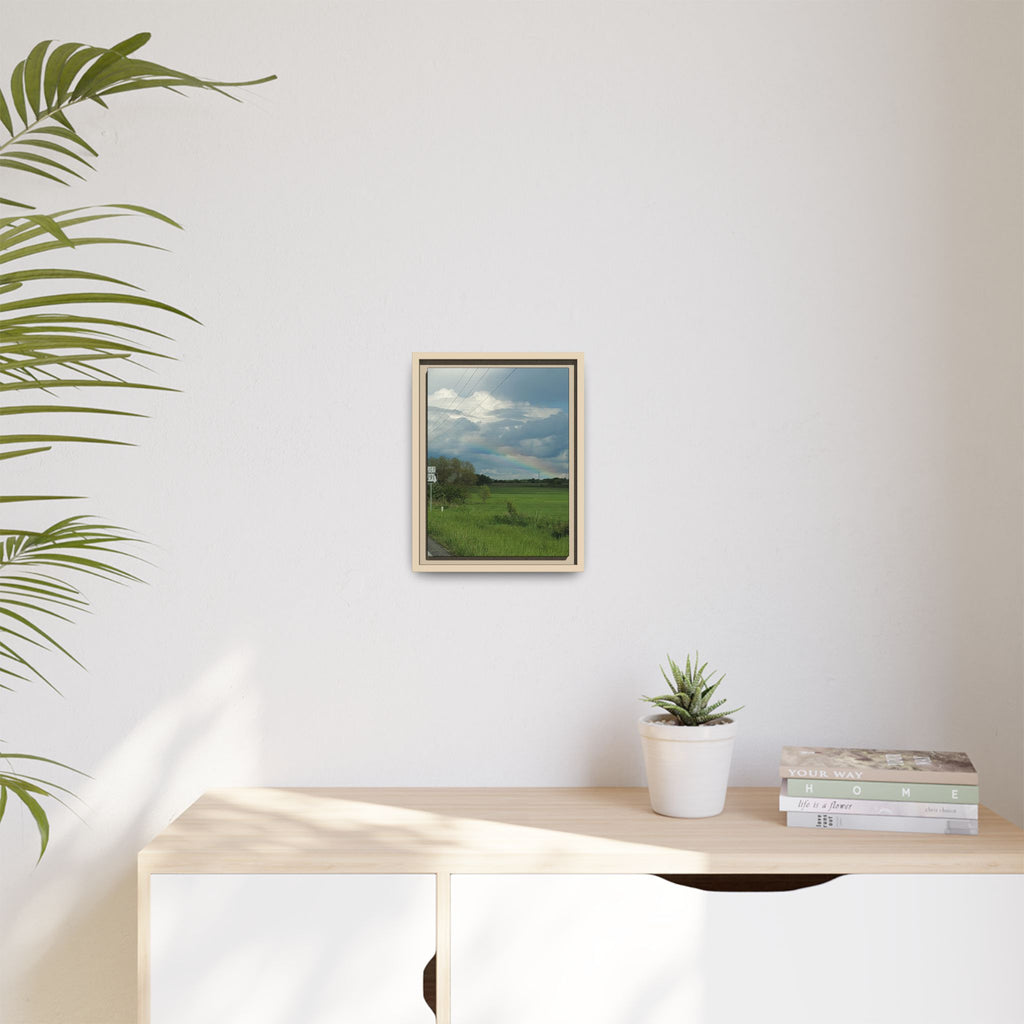Rainbow Over Countryside Matte Canvas Framed