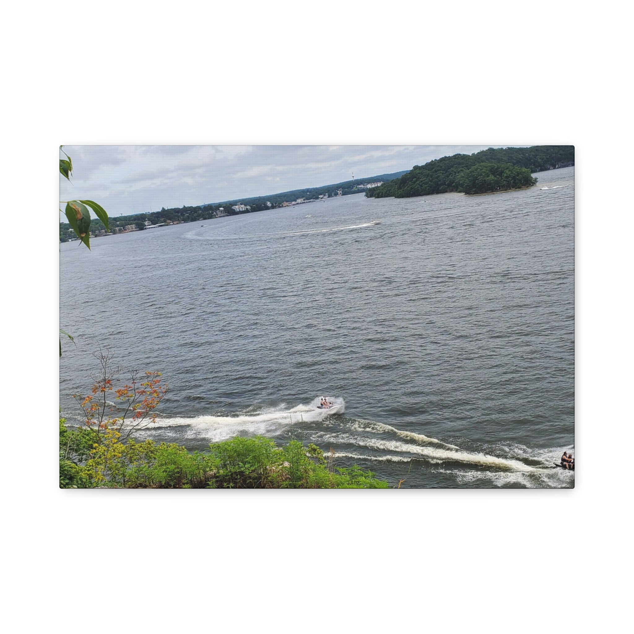 Lake View Speedboat Canvas