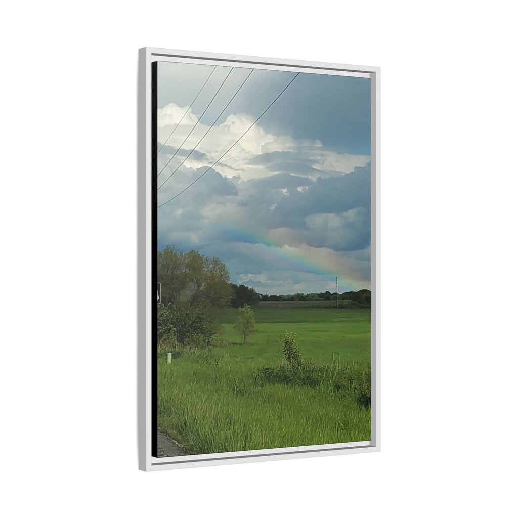 Rainbow Over Countryside Matte Canvas Framed