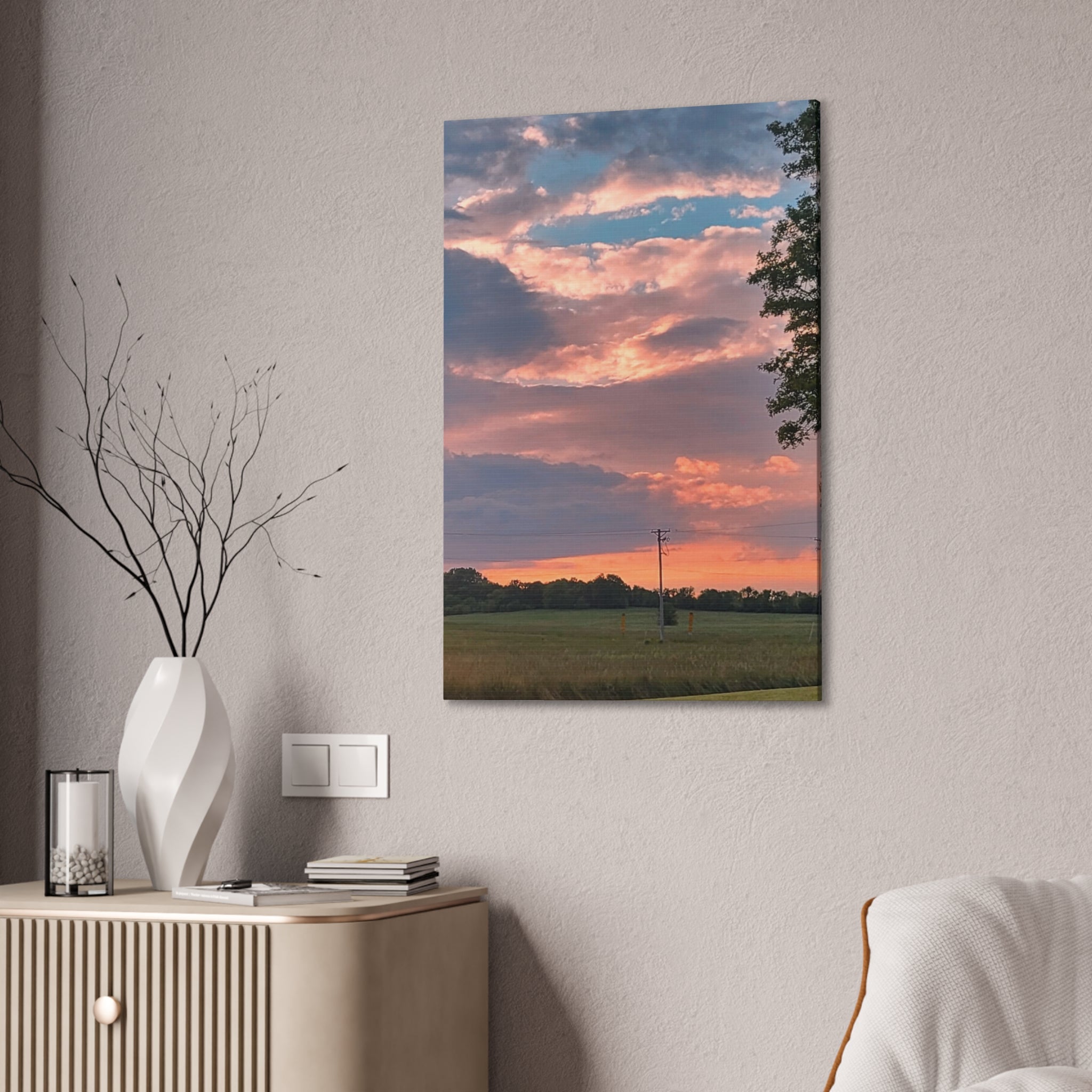 Pink Sunset Sky Canvas