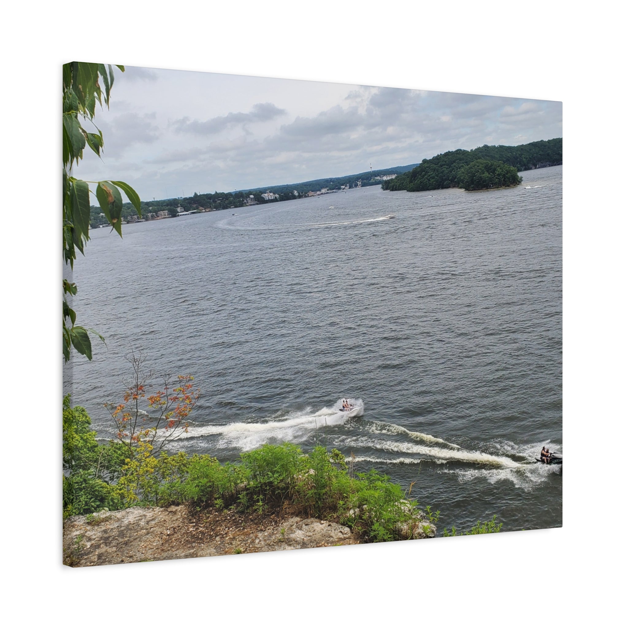 Lake View Speedboat Canvas