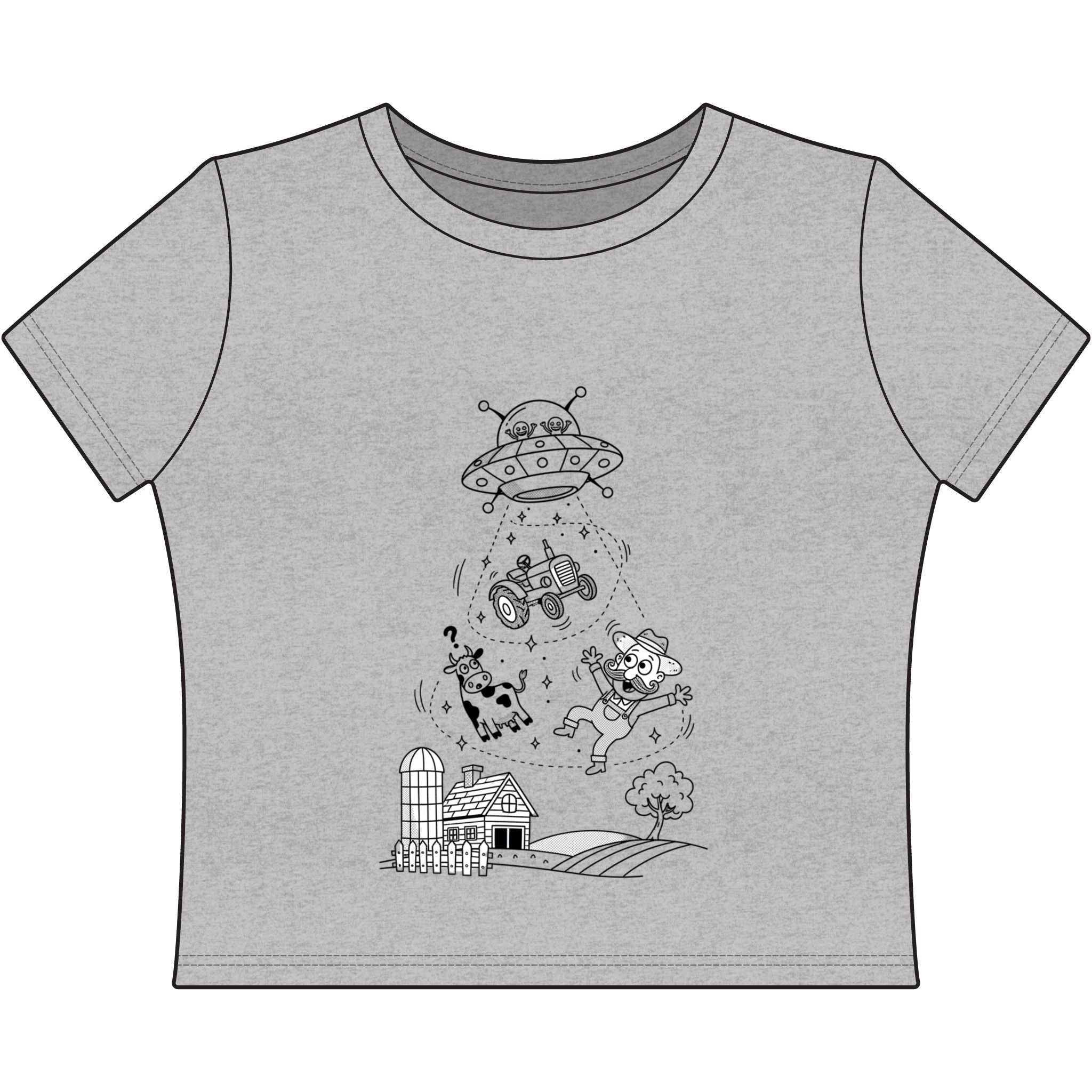 Alien cow abduction crop tee