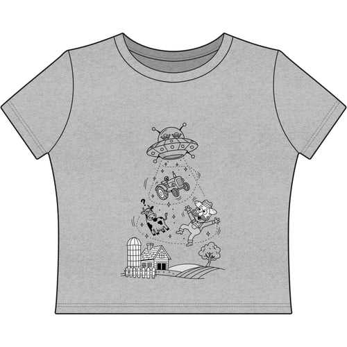 Alien cow abduction crop tee