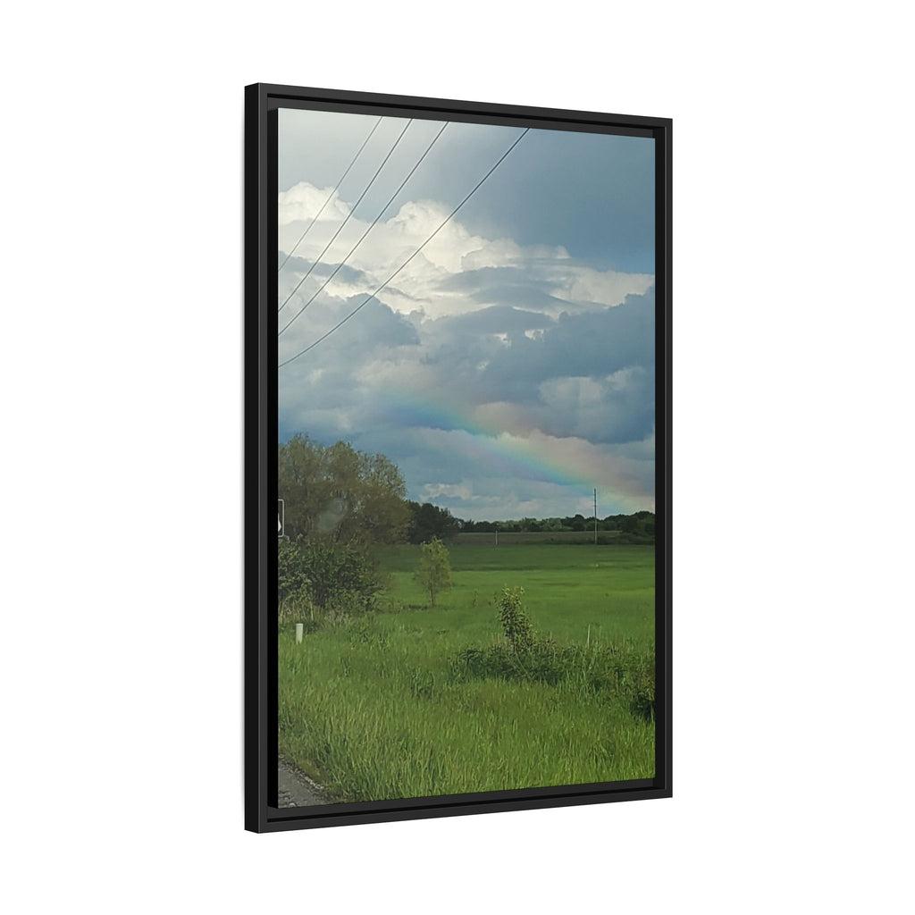 Rainbow Over Countryside Matte Canvas Framed