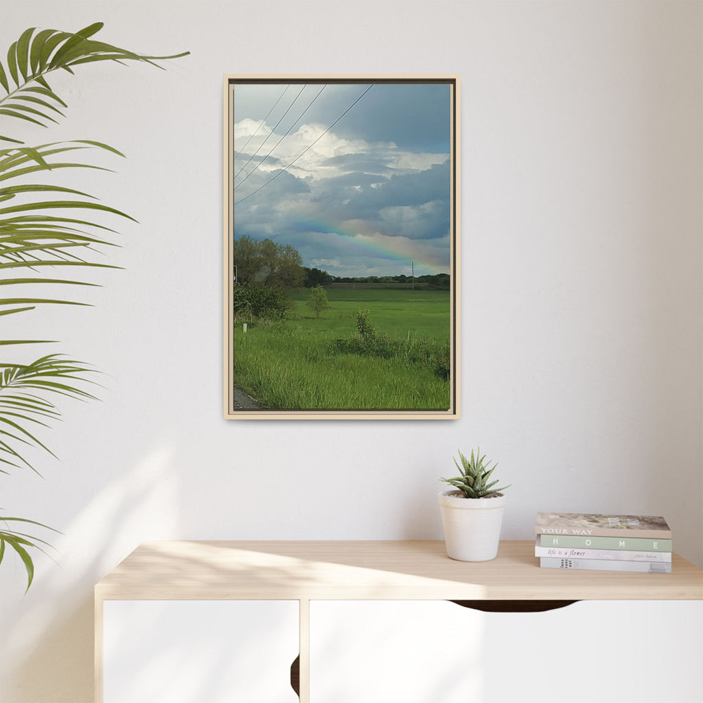 Rainbow Over Countryside Matte Canvas Framed