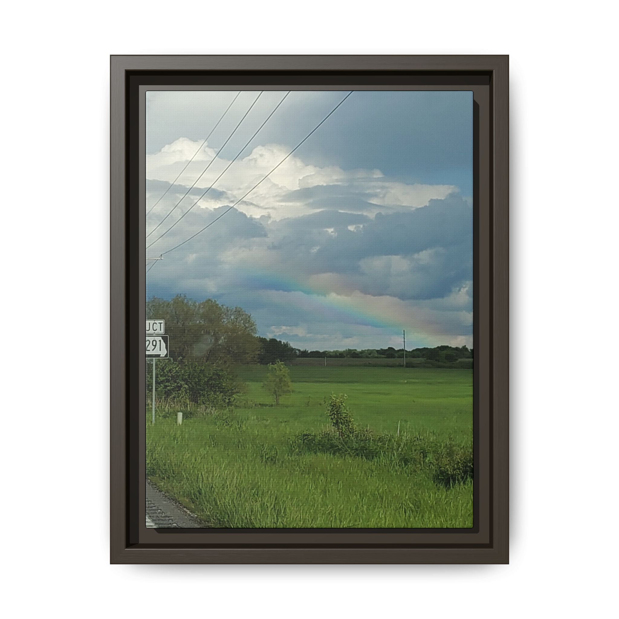 Rainbow Over Countryside Matte Canvas Framed