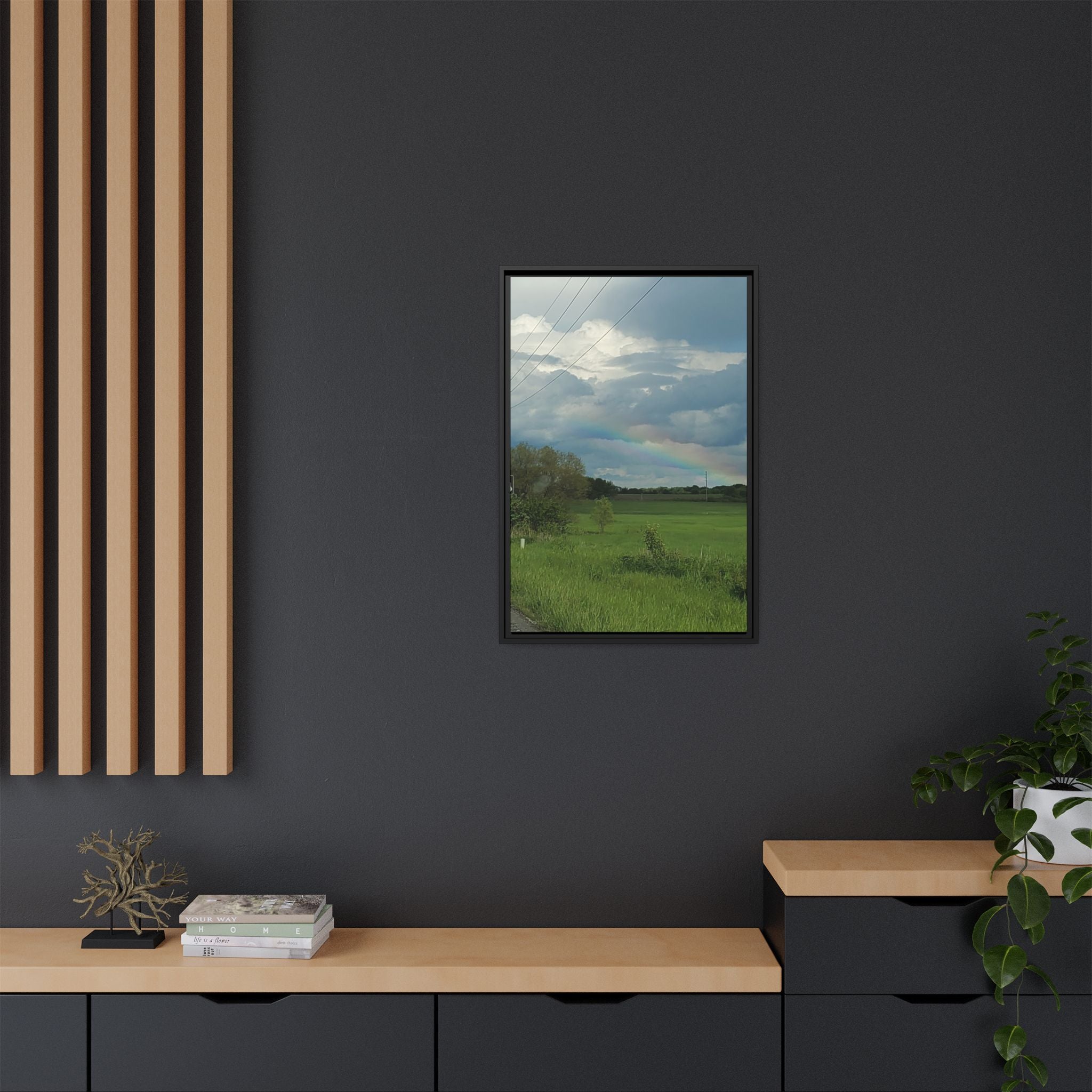 Rainbow Over Countryside Matte Canvas Framed