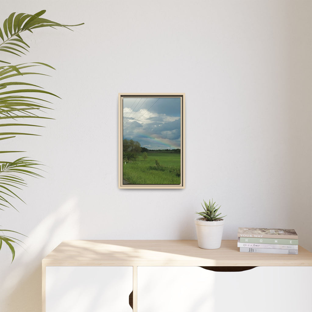 Rainbow Over Countryside Matte Canvas Framed
