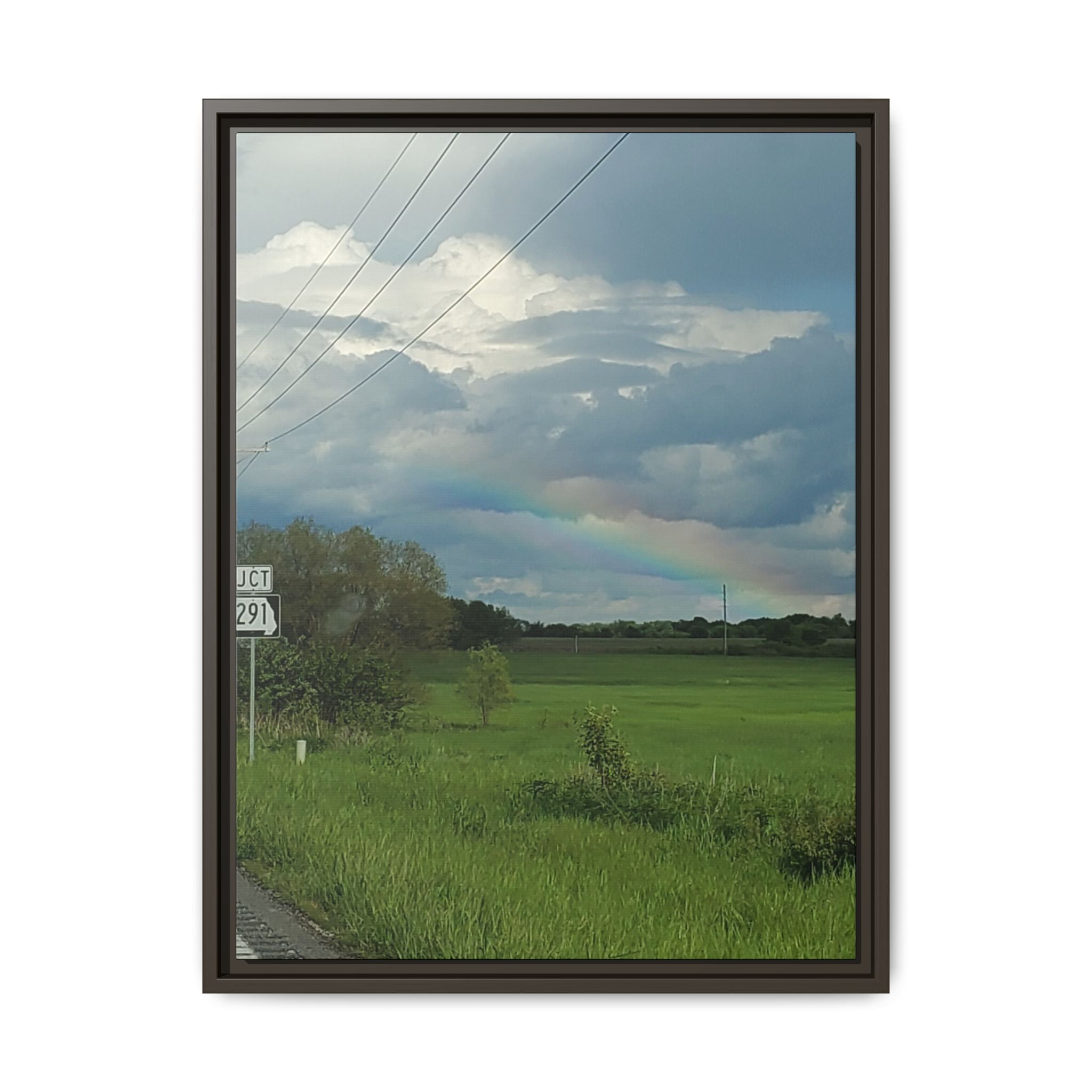 Rainbow Over Countryside Matte Canvas Framed