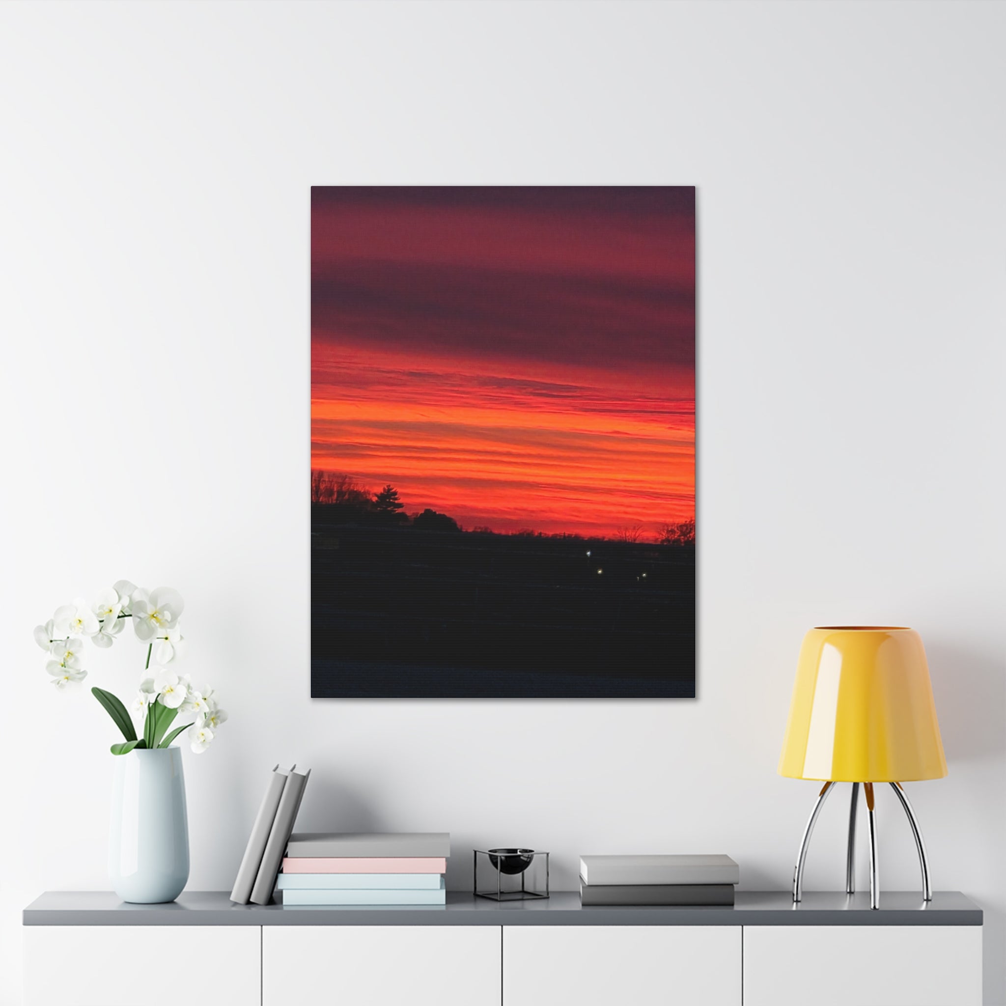 Sunset Sky Canvas Red Orange Horizon Wall Art