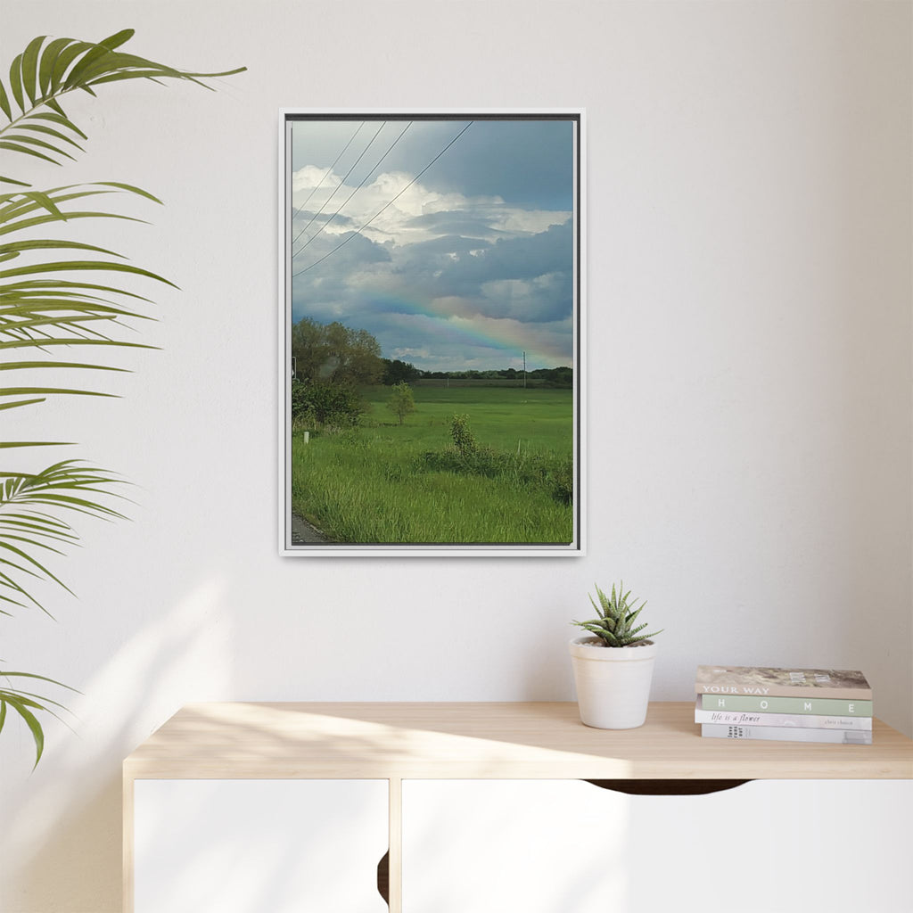 Rainbow Over Countryside Matte Canvas Framed