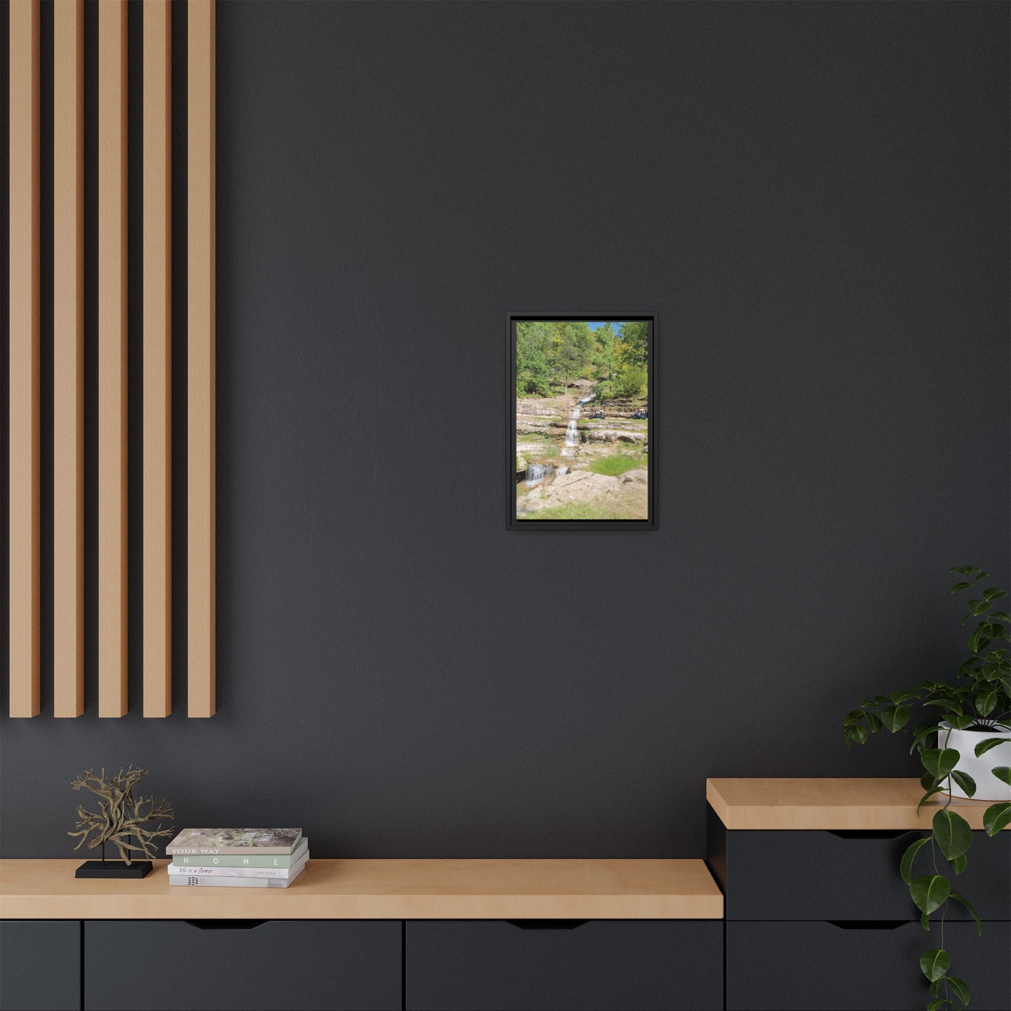 Waterfall Landscape Ozark Missouri Matte Canvas Framed Print